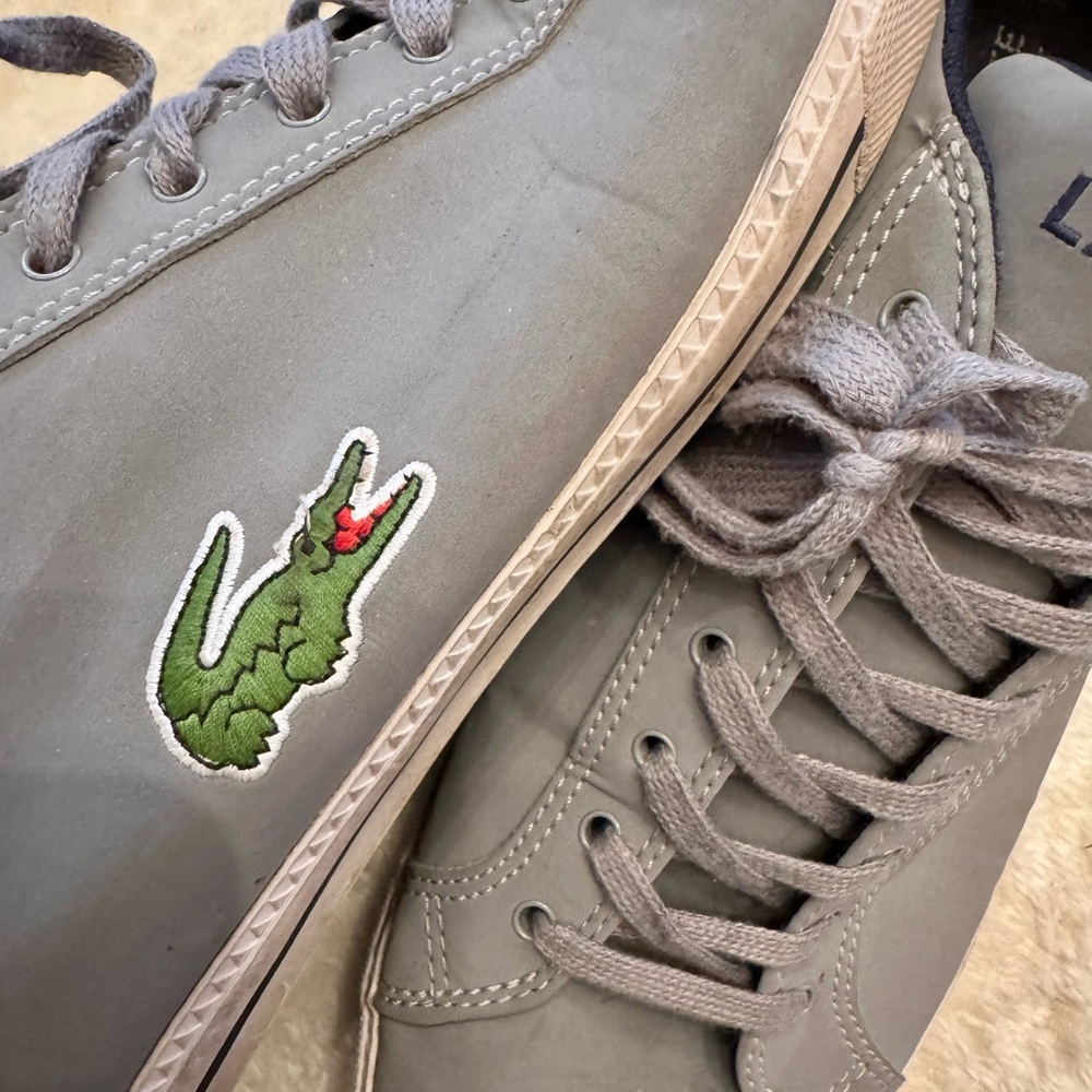 Lacoste Mens canvas Shoes Gray Tennis shoes Sz 12 preppy - Picture 5 of 9